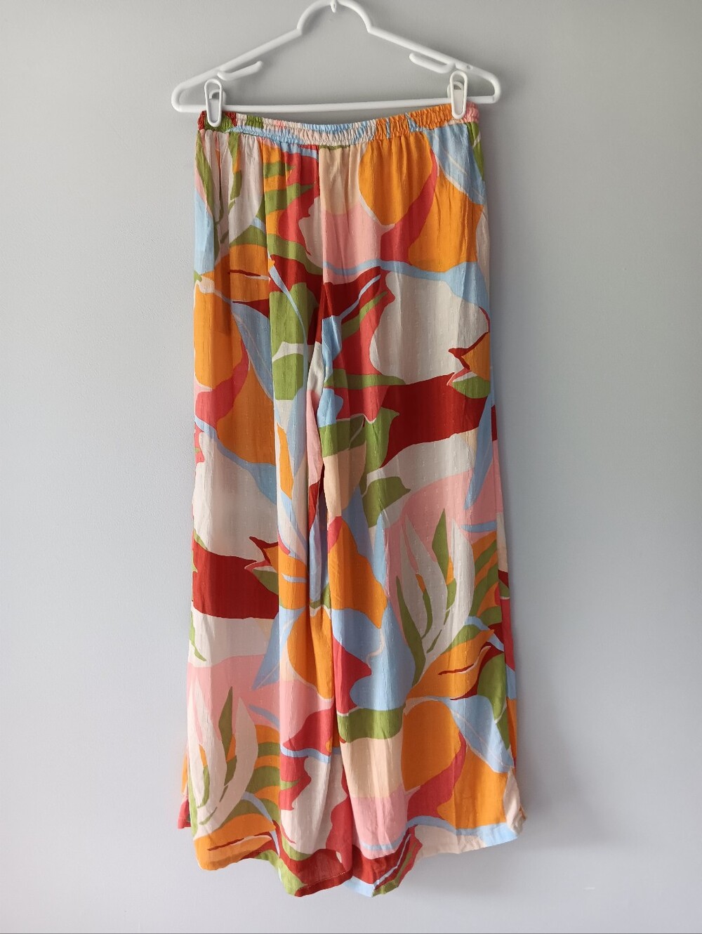 Christian Siriano NY Wide-Leg Pants Large Floral Pattern Orange Green Pink Small - Picture 16 of 16